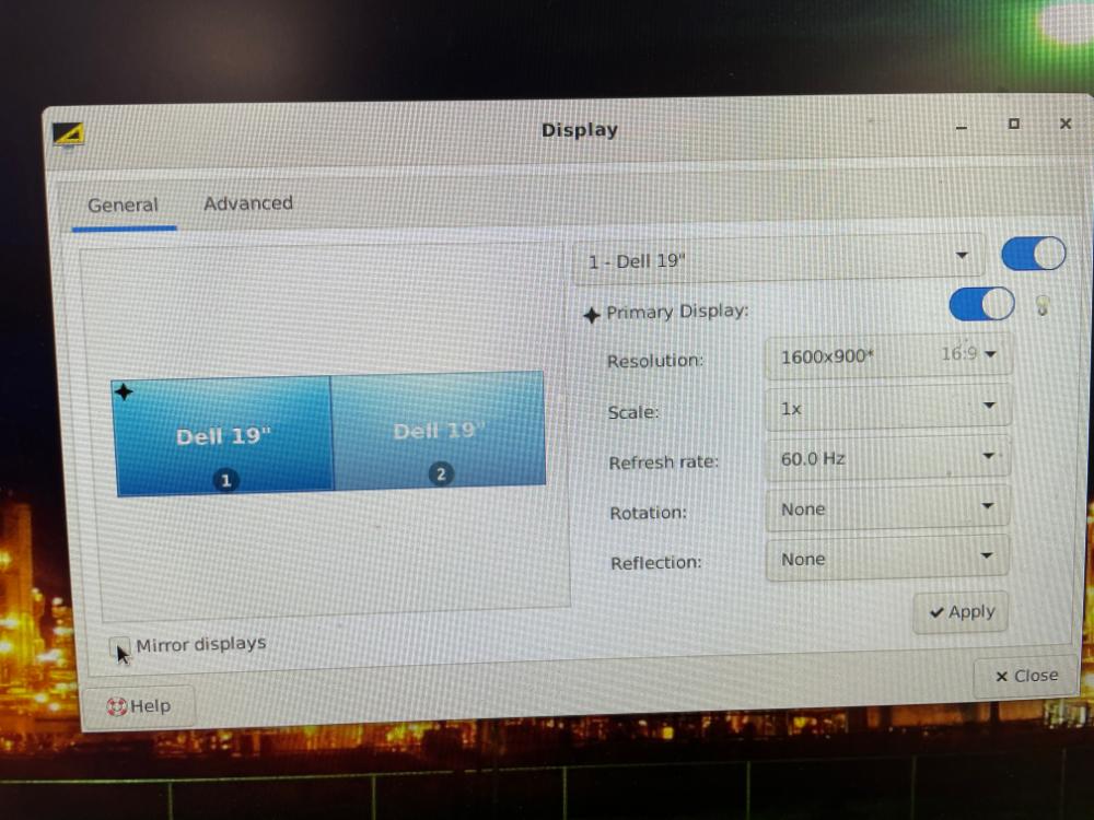showing the VDI display arrangement screen