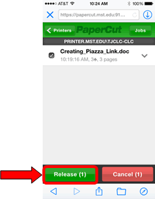 papercut release screen